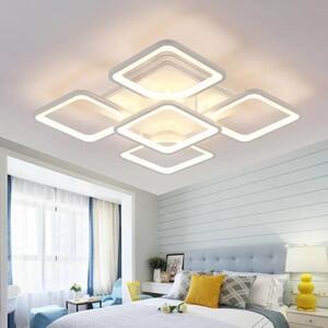Lustra LED 120W, 5 patrate albe, telecomanda, aplicatie telefon, lumina/rece/calda/neutra, intensitate reglabila