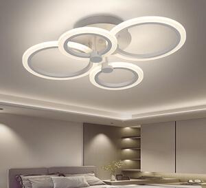 Lustra LED 72W, 5040 lumeni, 4 cercuri, alb, telecomanda, aplicatie telefon, lumina/rece/calda/neutra, intensitate reglabila