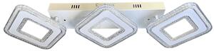 Lustra LED 48W, 3 patrate cu cristale, alb, telecomanda, lumina rece/calda/neutra, intensitate reglabila