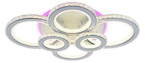 Lustra LED 238W, 6 cercuri diamante, alb + crom, telecomanda, 4320lm, lumina calda/rece + RGB