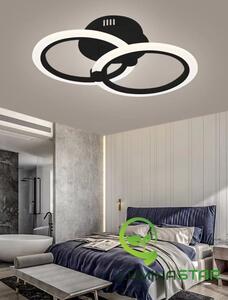 Lustra LED 48W, 2 cercuri maro, telecomanda wifi 2.4G, lumina rece/calda/neutra, intensitate reglabila