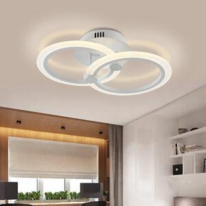 Lustra LED 48W, 2 cercuri albe, telecomanda wifi 2.4G, lumina rece/calda/neutra, intensitate reglabila
