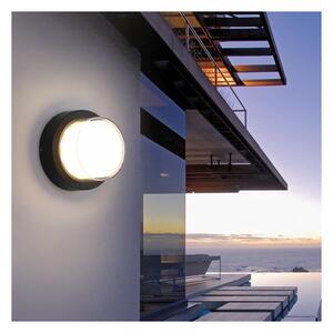 Aplica LED rotunda, negru, Exterior, 12W, IP65, lumina Calda