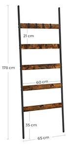 Cuier prosoape tip scara, Vasagle, Antic-Negru, 60x176 cm
