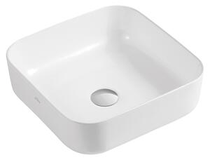 Invena Malaga, chiuveta blat ceramica 390x390x140 mm, alb lucios, INV-CE-39-001-C