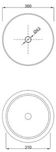 Invena Limnos, chiuveta rotunda pe blat 36x36x13 cm, alb, INV-CE-59-001-W