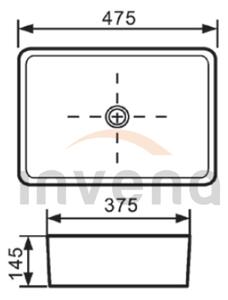 Invena Paros, chiuveta blat ceramica 475x375x145 mm, alb lucios, INV-CE-36-001-C