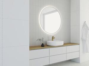 Oglindă baie cu LED Cordia Round Line Blacklight Ø80 cm ramă albă IP 44