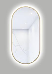 Oglindă baie cu LED Cordia Oval Line Blacklight 50x100 cm ramă aurie IP 44