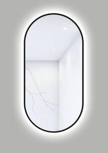 Oglindă baie cu LED Cordia Oval Line Blacklight 50x100 cm ramă neagră IP 44