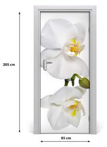 Autocolante pentru usi alb orhidee