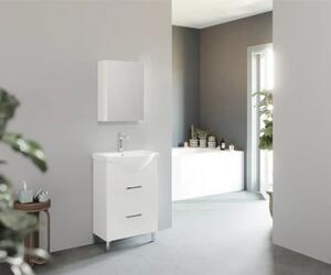 Dulap baie cu oglindă Savini Due Crea, PAL/sticlă lustruită, 43x57 cm alb