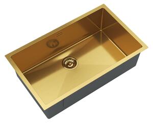 Gamma Gamma, chiuvetă din oțel inoxidabil cu 1 compartiment 750x450x210 mm, auriu mat, GMA-S7545-GD