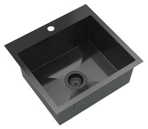 Gamma Gamma, chiuvetă din oțel cu 1 compartiment 480x450x210 mm, negru, GMA-S4845-BK