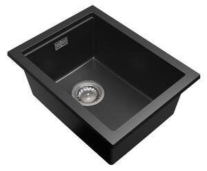 Gamma Decor 3850, chiuvetă granit cu 1 compartiment 380x500x207 mm, negru, GMA-ZLE000155