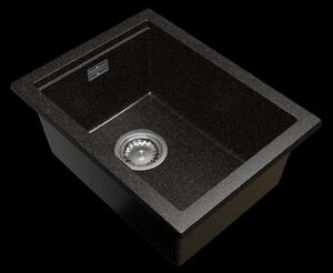 Gamma Decor 3850, chiuvetă granit cu 1 compartiment 380x500x207 mm, negru cu puncte aurii, GMA-ZLE000179