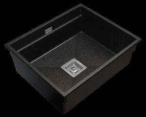 Gamma Decor 6050, chiuvetă granit cu 1 compartiment 600x500x220 mm, negru cu pete, GMA-ZLE000109