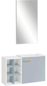 Set mobilier baie Frida, incl. bază lavoar, lavoar ceramic și oglindă, alb/albastru