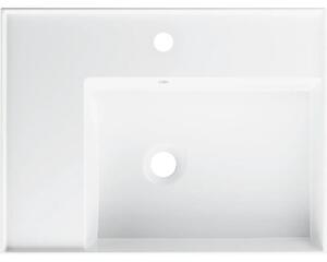 Lavoar pe blat Jungborn QUATTRO 61x46 cm, poliță stânga, alb lucios