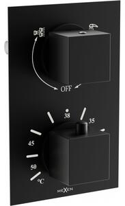 Mexen Cube baterie termostatică pentru cadă si duș cu 2 ieșiri, Neagră - 77502-70