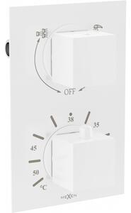 Mexen Cube baterie termostatică pentru cadă si duș cu 2 ieșiri, Albă - 77502-20