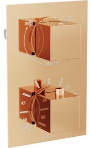 Mexen Cube baterie termostatică pentru cadă si duș cu 2 ieșiri, Roz-auriu - 77502-60