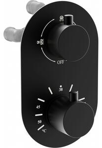 Mexen Kai baterie termostatică pentru cadă si duș cu 3 ieșiri, Neagră - 77602-70