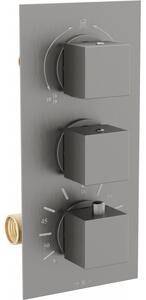 Mexen Cube baterie termostatică pentru cadă si duș cu 3 ieșiri, Grafit - 77503-66