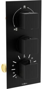 Mexen Cube baterie termostatică pentru cadă si duș cu 3 ieșiri, Neagră - 77503-70