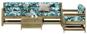 Set mobilier de grădină cu perne, 6 piese, lemn de pin tratat
