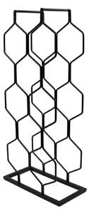 Suport de vin, 8 sticle, metal, 23x11x48 cm, negru