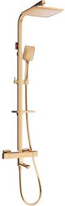 Mexen - Set de duș CQ62 cu robinet termostatic Cube, roz-auriu, 779106295-60