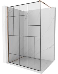 Mexen Kioto, paravan de dus 110x200 cm, sticla transparenta 8 mm cu model negru, profil auriu roz, 800-110-101-60-78