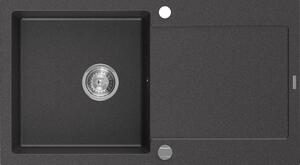 Mexen Leo chiuvetă din granit cu 1 compartiment cu picurător 900 x 500 mm, Negru cu picățele - 6501901010-76