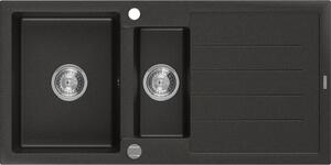 Mexen Andres - chiuveta granit 100.0x50.0cm, 1.5 camere, negru-auriu, 6515101510-75