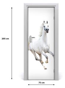 Autocolante pentru usi Adeziv autocolant alb ușă cal în galop