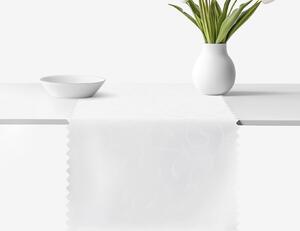 Goldea napron festiv de masă din teflon - alb cu ornamente mari 35x180 cm