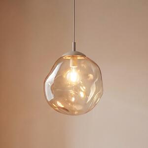 TK Lighting Lampă suspendată Lava, Ø 35 cm, E27, nisip/cognac, sticlă, reglabil, Bej, Camera de zi / sufragerie, Sticlă, Modern
