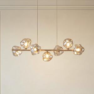 TK Lighting Lampă suspendată Lava, cu 7 becuri, lungime 90 cm, nisip/cognac, G9, reglabil, Bej, Camera de zi / sufragerie, Sticlă, Modern