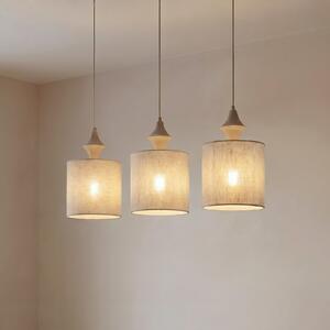 TK Lighting Lampă suspendată Amura, cu 3 becuri, lungime 105 cm, bej/nisip, E27, reglabil, Bej, Camera de zi / sufragerie, Țesătură / Textil, Modern
