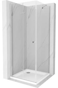 Cabina de dus Mexen Lima 80x80cm, sticla 6mm, profil cromat - sticla transparenta + cadita de dus Slim - 856-080-080-00-00-4010