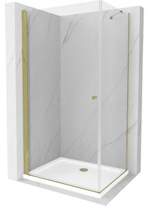Mexen Pretoria cabină de duș cu balamale 80 x 70 cm, transparent, Aurie + cadă de duș Flat - 852-080-070-50-00-4010