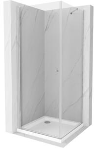 Mexen Pretoria cabină de duș cu balamale 100 x 100 cm, transparent, Crom + cadă de duș Flat - 852-100-100-01-00-4010