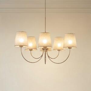 TK Lighting Candelabru Candi, bej/nisipiu, cu 6 becuri, Ø 85 cm, E27, reglabil, Bej, Camera de zi / sufragerie, Țesătură / Textil, Modern