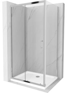Mexen Apia cabină de duș extensibilă 140 x 80 cm, transparent, Crom + cadă de duș Flat - 840-140-080-01-00-4010