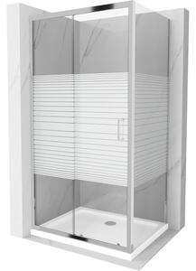 Mexen Apia cabină de duș extensibilă 120 x 80 cm, Dungi, Crom + cadă de duș Flat - 840-120-080-01-20-4010
