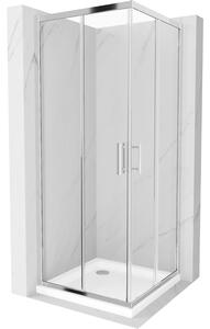 Mexen Rio cabină de duș pătrată 90 x 90 cm, transparent, Crom + cadă de duș Flat, Albă - 860-090-090-01-00-4010