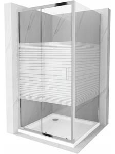 Mexen Apia cabină de duș extensibilă 100 x 100 cm, Dungi, Crom + cadă de duș Flat - 840-100-100-01-20-4010