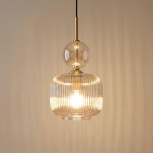TK Lighting Lampă suspendată Sophia, culoare coniac/negru, sticlă, Ø 15 cm, E14, reglabil, Gri, Camera de zi / sufragerie, Sticlă, Modern
