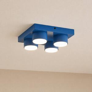 TK Lighting Plafonieră Brix, albastră, lungime 23 cm, cu 4 becuri, GX53, reglabil, Albastru, Camera de zi / sufragerie, Metal, Modern